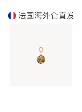 自营欧洲直邮YSL圣罗兰 女士古金色黄铜鳄鱼纹理钥匙扣吊饰挂件