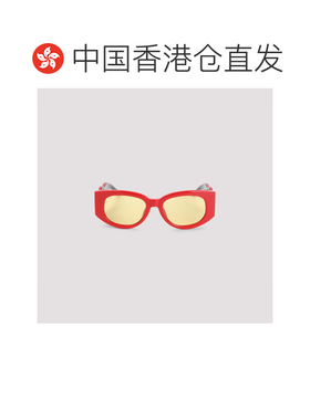 香港直邮Casablanca 男士 红色醋纤椭圆形波浪纹太阳眼镜 EW02004