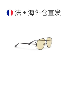 自营欧洲直邮BOTTEGA VENETA葆蝶家 女士黑色/黄色金属飞行员太阳