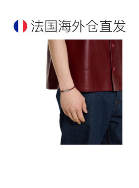 自营欧洲直邮Gucci/古驰 安可拉红皮革双G银色管状造型按扣开合手