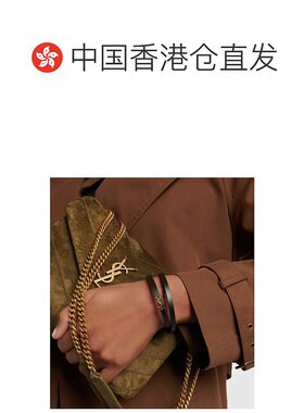1h可退 香港直邮Saint Laurent 圣罗兰 女士 YSL 徽标皮革手链 00