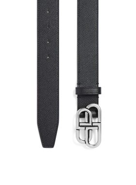 欧洲直邮BALENCIAGA (2025新品) 男士黑色 Bb 宽腰带巴黎世家牛皮