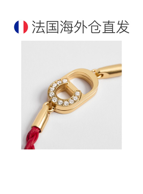 自营欧洲直邮Dior迪奥 Lucky 女士金色金属红色小牛皮Bracelet手