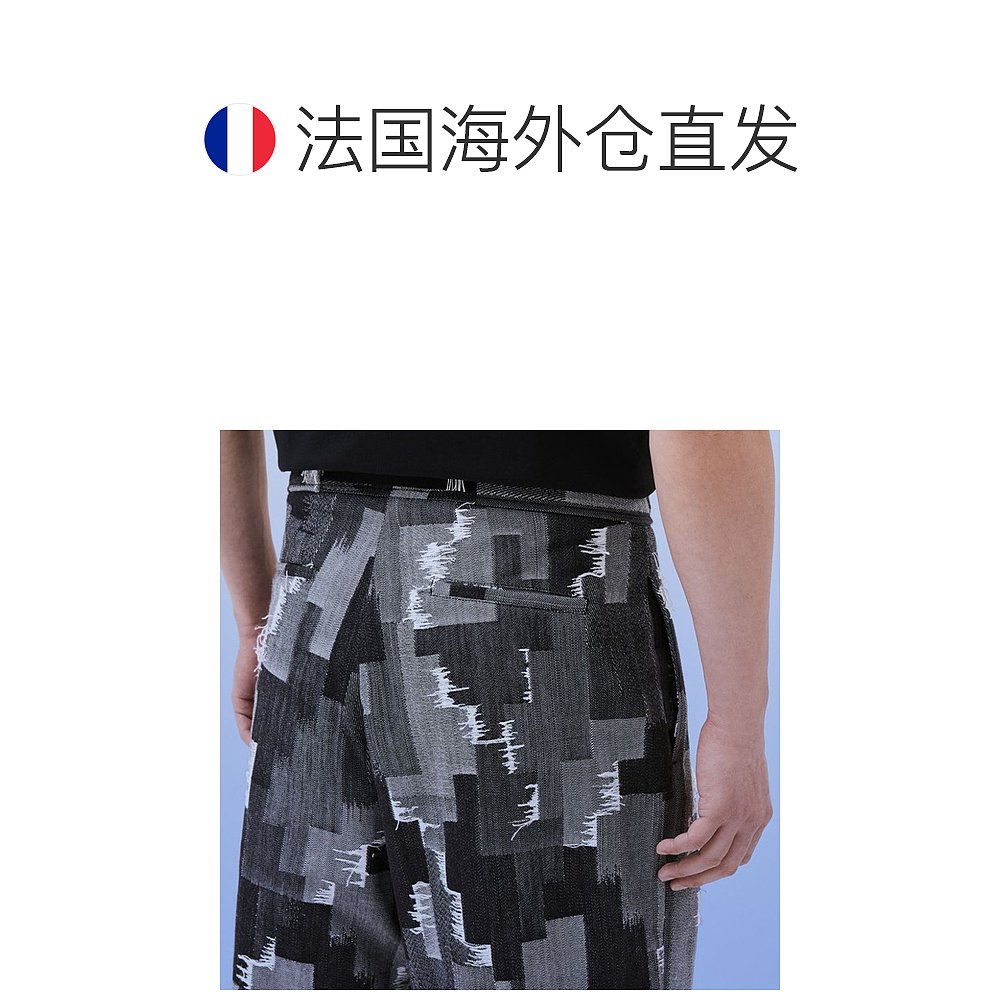 欧洲直邮Marcelo Burlon 23年新款 AOP系列 男士黑色涤纶图案短裤 - 图1