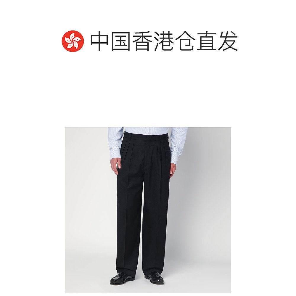 1h可退 香港直邮Kenzo 高田贤三 男士 黑色羊毛裤子 FF65PA2149ID - 图1