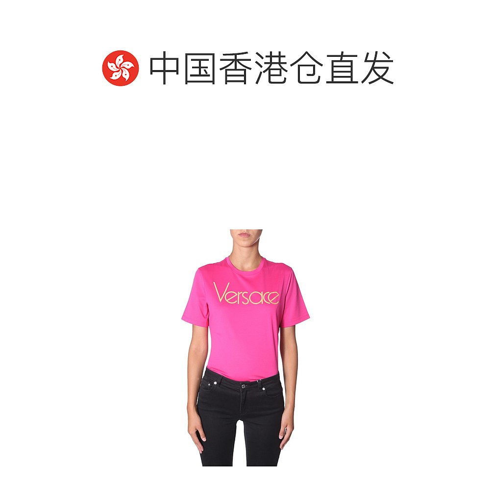 香港直邮Versace范思哲女士logo印花T恤-图1