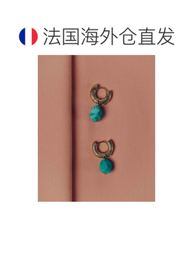 自营欧洲直邮Sessun思溯 Miu女士绿松石色黄铜耳环