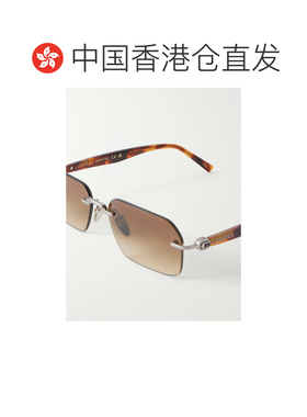 香港直邮Gucci 古驰 男士 G-Detailed 锁扣方形框镀银金属醋纤太