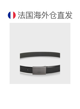 自营欧洲直邮Hugo Boss 男士黑色小牛皮刻字徽标腰带3cm情人节礼