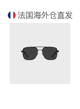 自营欧洲直邮Hugo Boss 男士黑色金属3D徽标太阳镜