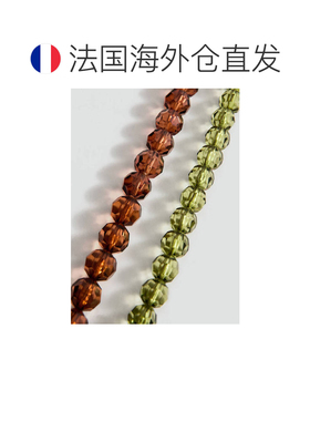 自营欧洲直邮MANGO 女士棕色腈纶组合式几何吊坠项链两件套