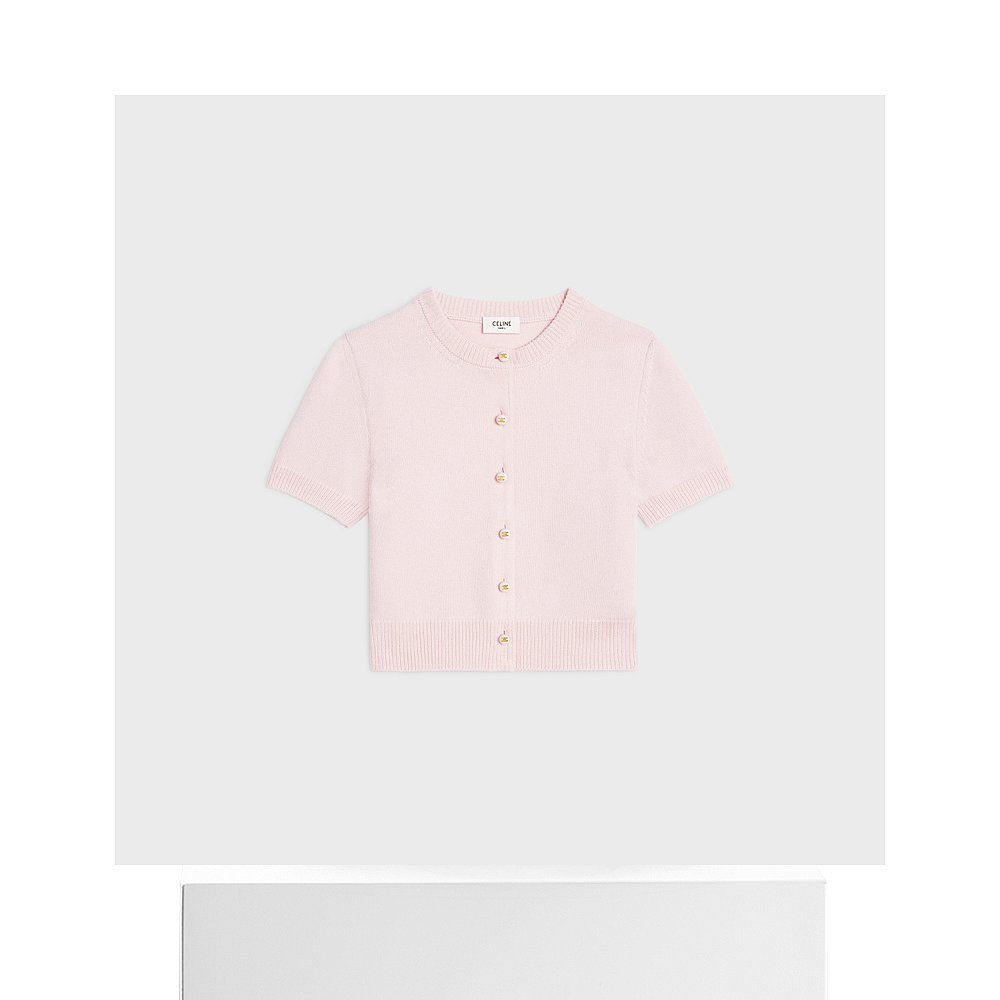 欧洲直邮Celine思琳女士羊毛衫亮粉色经典排扣设计时尚舒适简约 - 图3