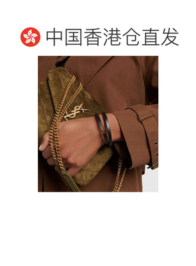 1h可退 香港直邮Saint Laurent 圣罗兰 女士 YSL 徽标皮革手链 00