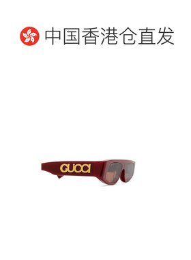 1h可退 香港直邮Gucci 古驰 女士 酒红色 Geometric 太阳镜 GG177