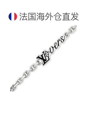 自营欧洲直邮LV路易威登 男士银灰色金属LOGO标识手镯手链配饰