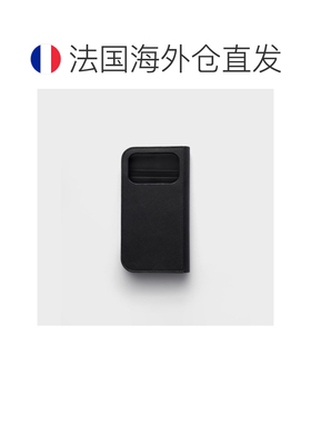 自营欧洲直邮PRADA普拉达 男士黑色Saffiano皮革三角徽标卡槽手机