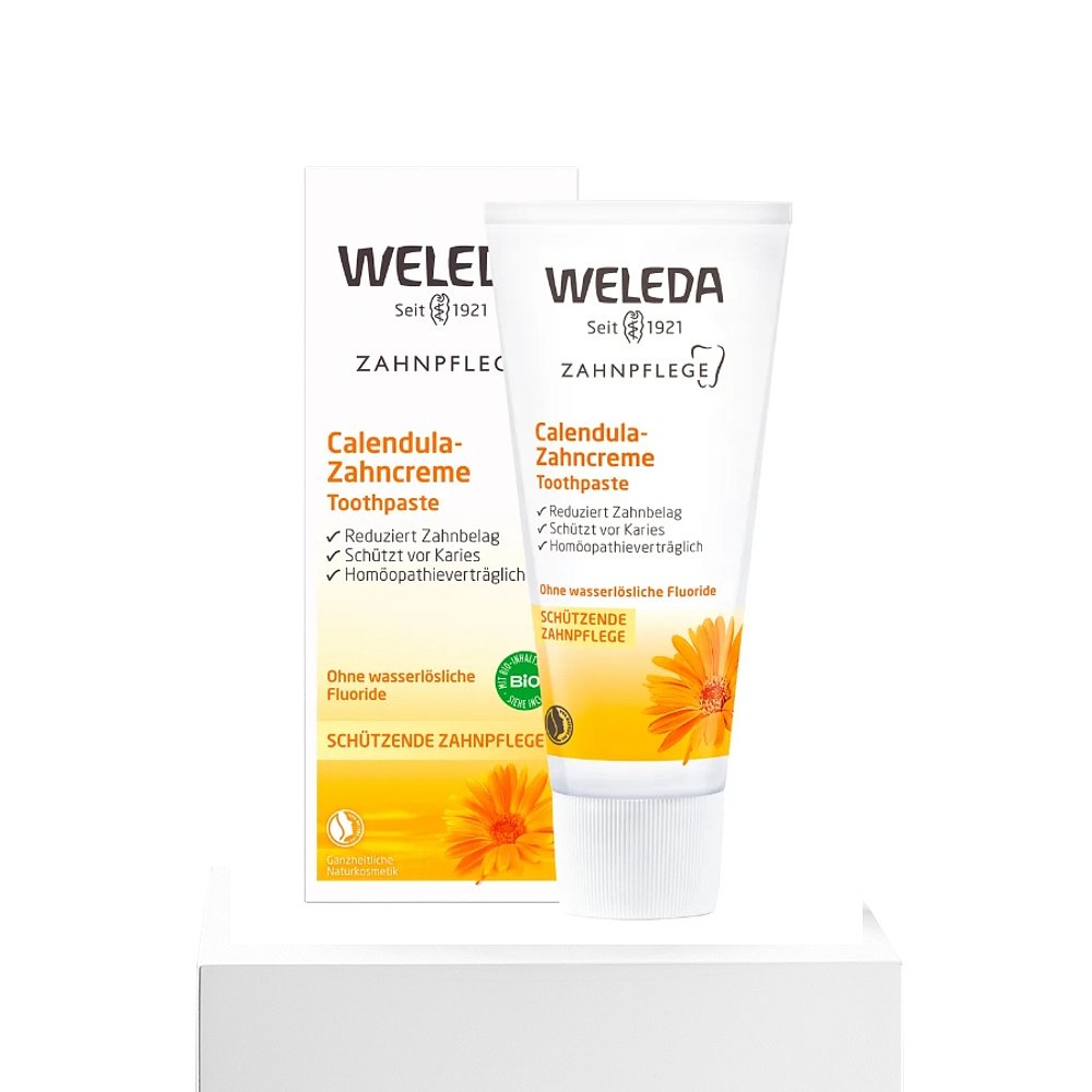 欧洲直邮德国Weleda维蕾德金盏花牙膏75ml无薄荷醇温和减少牙斑菌 - 图3
