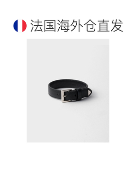 自营欧洲直邮Prada普拉达 Saffiano男士黑色皮革三角徽标手链精致