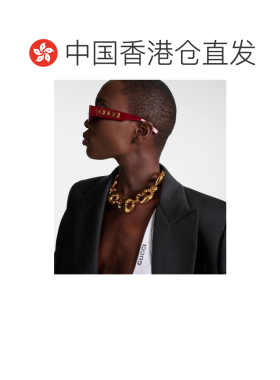 香港直邮Gucci 古驰 女士 徽标矩形太阳眼镜 red红色 舒适时尚