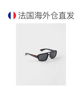 自营欧洲直邮PRADA普拉达 Linea Rossa男士深灰色双梁飞行员太阳