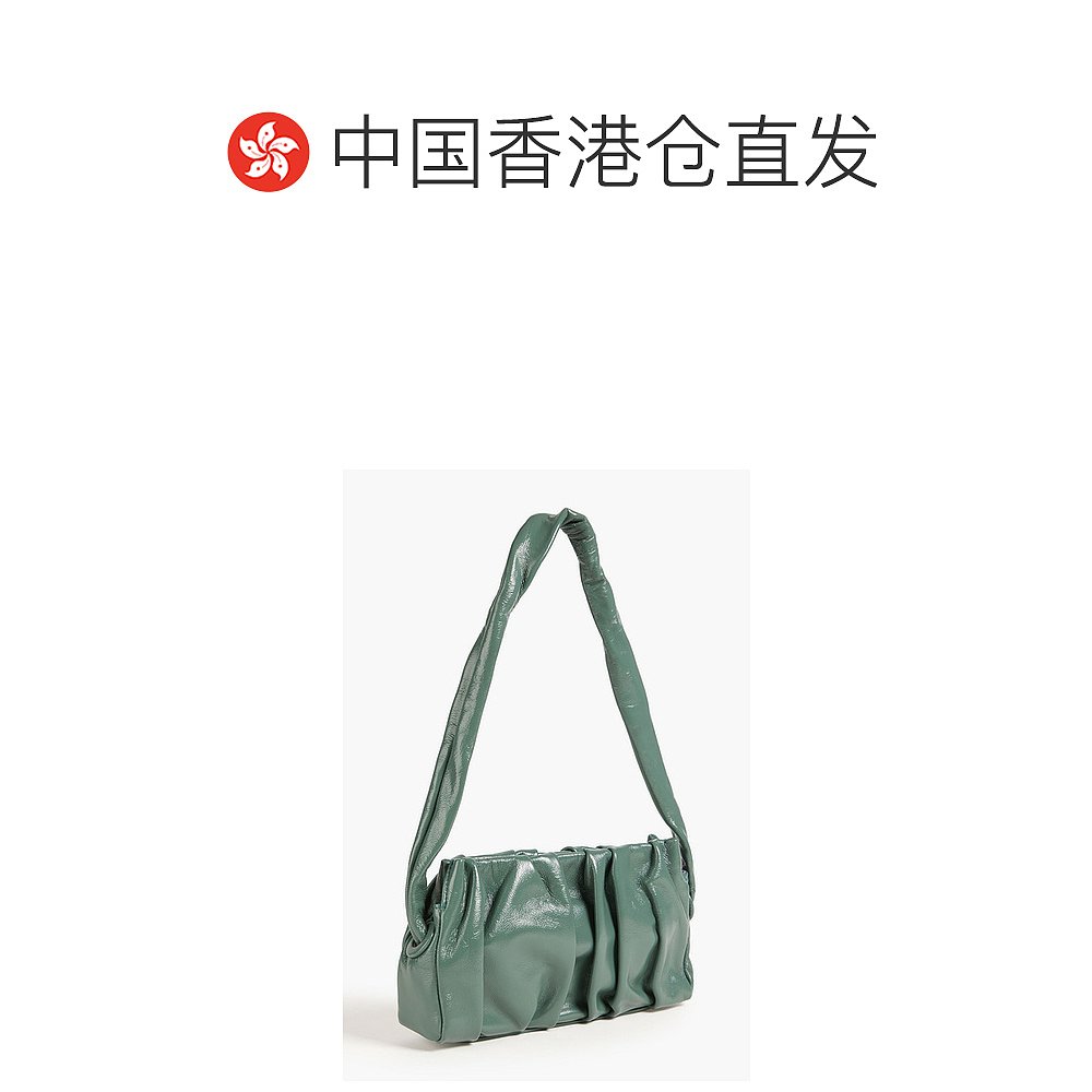 香港直邮elleme 女士Vague pleated patent-leather shoulder bag - 图1