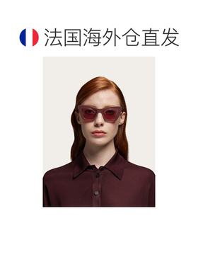 自营欧洲直邮Ferragamo菲拉格慕 女士酒红色醋酸纤维猫眼太阳镜