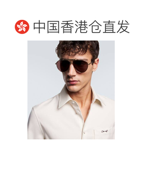 1h可退 香港直邮Gucci 古驰 男士 竹节飞行员太阳眼镜 metal金属