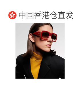 1h可退 香港直邮LOEWE 罗意威 女士 标志方框太阳眼镜 orange橙色