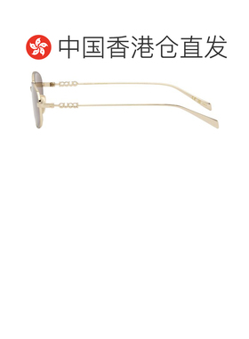 1h可退 香港直邮Gucci 古驰 男士 金色 Oval Frame 太阳镜 GG1940