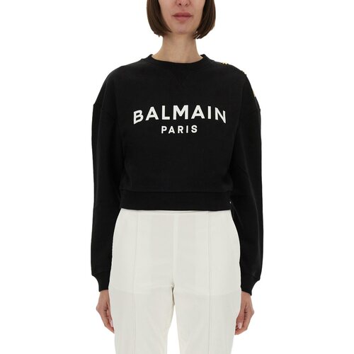 1h可退 香港直邮BALMAIN 女士卫衣 EF1JQ002BB02EAB SS2026 黑色 - 图0