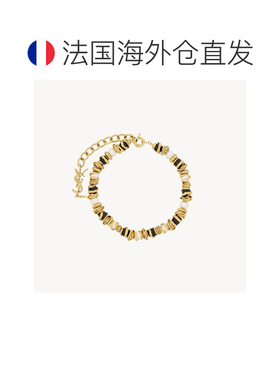 自营欧洲直邮YSL圣罗兰 LOULOU女士奶油色/黑色/金色树脂金属串珠