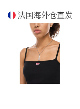 自营欧洲直邮Diesel迪赛 女士银灰色不锈钢吊坠项链