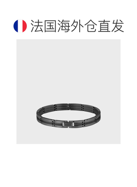 自营欧洲直邮HUGO BOSS雨果 Brooks男士深灰色不锈钢条纹手镯