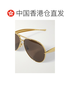 1h可退 Bottega Veneta 葆蝶家 男士 金色 Sardine Navig太阳镜