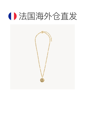 自营欧洲直邮YSL圣罗兰 CASSANDRE女士做旧金色黄铜奖章项链
