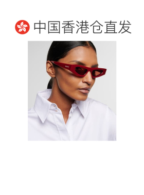 1h可退 香港直邮Gucci 古驰 女士 徽标猫眼太阳眼镜 red红色 舒适