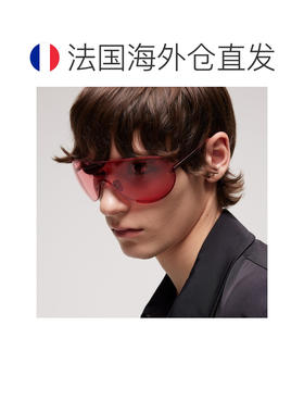 自营欧洲直邮Gucci古驰 红色金属Gucci标志面罩式太阳镜男女同款
