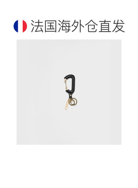 自营欧洲直邮PRADA普拉达 女士皮革黑色登山扣扣环钥匙扣