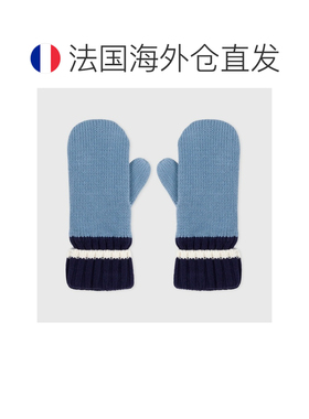欧洲直邮自营Petit Bateau小帆船 儿童蓝色棉质抓绒衬里针织手套