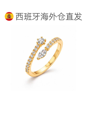 欧洲直邮LUXENTER Guewa锆石戒指 18K黄金电镀 西班牙轻奢珠宝品
