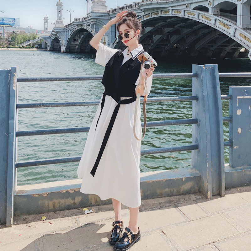 赫本风2022年夏季可盐可甜连衣裙 岸妃连衣裙