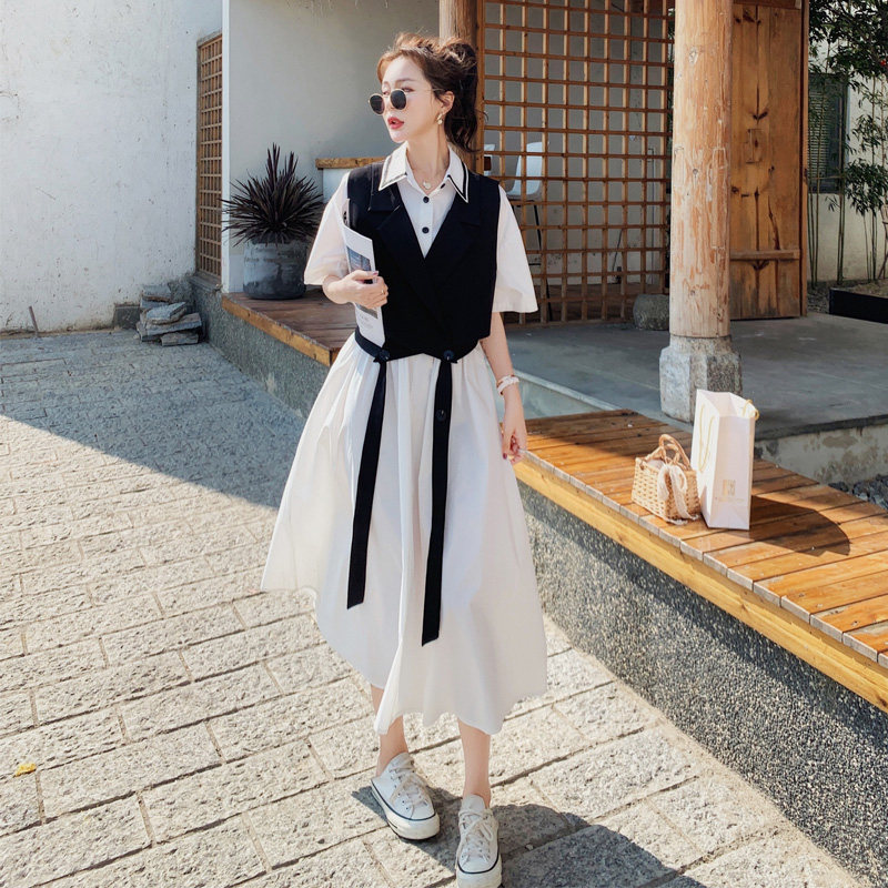 赫本风2022年夏季可盐可甜连衣裙 岸妃连衣裙