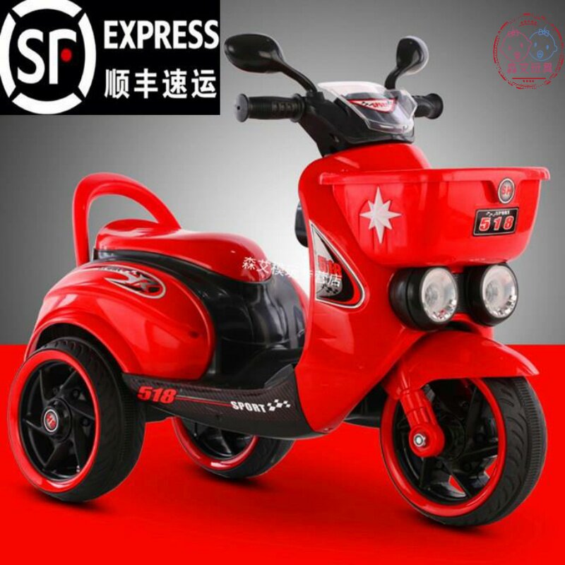 小型音乐遥控女孩儿童摩托车三轮车 森艾模玩儿童电动车