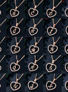 Womens Jewelry Name Initials Heart Pendant Necklace 26 Lette