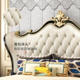 Европейская двуспальная кровать сплошная древесина простая европейская главная спальня французская кожа