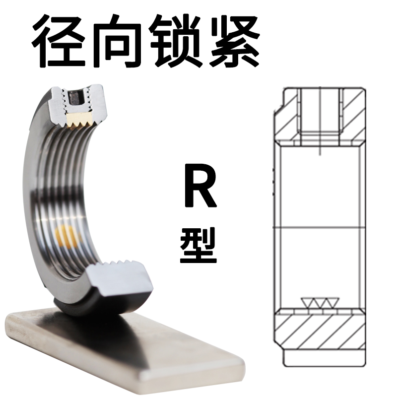 精密R型径向锁紧螺母 锁定螺母数控机床杠丝杆轴承止退防松圆螺帽 - 图1