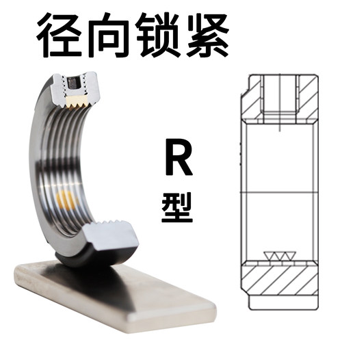精密R型径向锁紧螺母 锁定螺母数控机床杠丝杆轴承止退防松圆螺帽 - 图1
