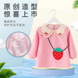 Вельветовый демисезонный водонепроницаемый нагрудник для девочек, детский фартук для еды, анти-грязь, сзади на завязках, с карманом