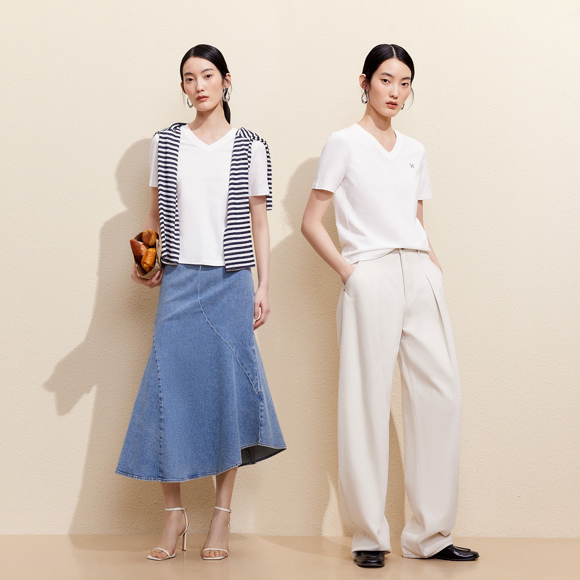 Vero Moda奥莱T恤女2026夏季新款纯棉正肩V领字母短袖上衣气质
