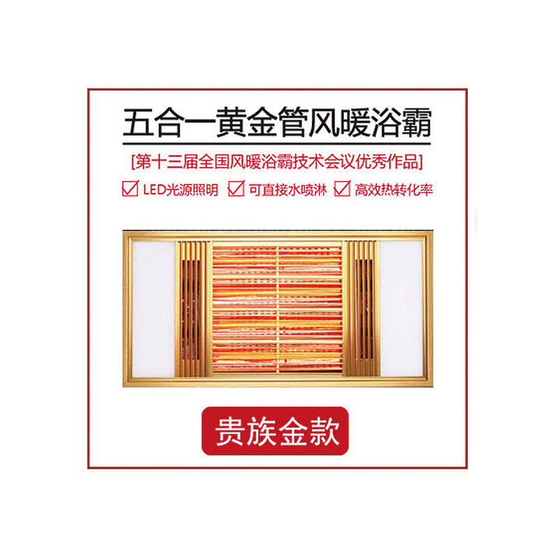 法西蒙集成吊顶五合一黄金管浴霸吸顶 LED照明钛金管灯暖 1秒速热-图2